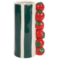 Vase en porcelaine émeraude et rouge fraise h18.5cm - Mocoa