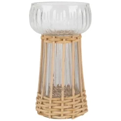 Vase en verre et bambou naturel h15cm - Vanier
