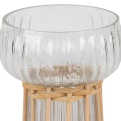 Vase en verre et bambou naturel h15cm - Vanier