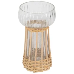 Vase en verre et bambou naturel h15cm - Vanier
