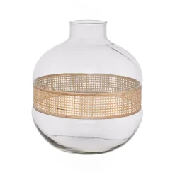 Vase en verre et rotin naturel h23cm - Fantine
