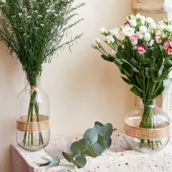 Vase en verre et rotin naturel h23cm - Fantine