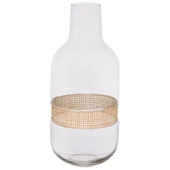 Vase en verre et rotin naturel h35cm - Fantine