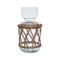 Vase en verre et rotin naturel foncé h26cm - Fantine