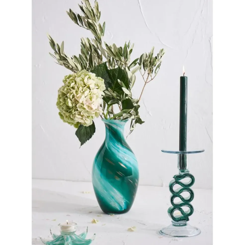 Vase en verre émeraude et doré h32cm - Sablon