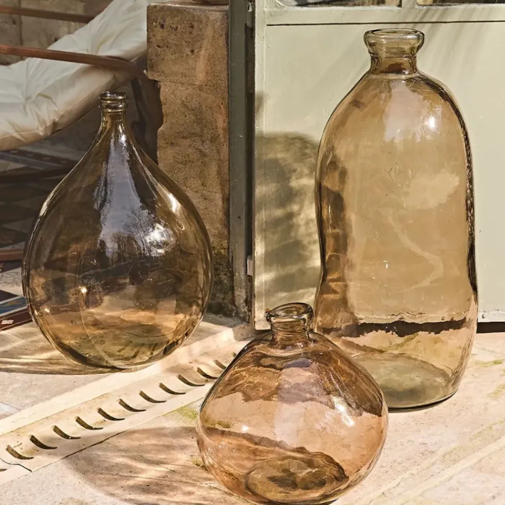 Vase en verre recyclé sablé sable d34xh73cm - Simplicity