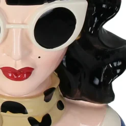 Vase femme brune multicolore h28cm