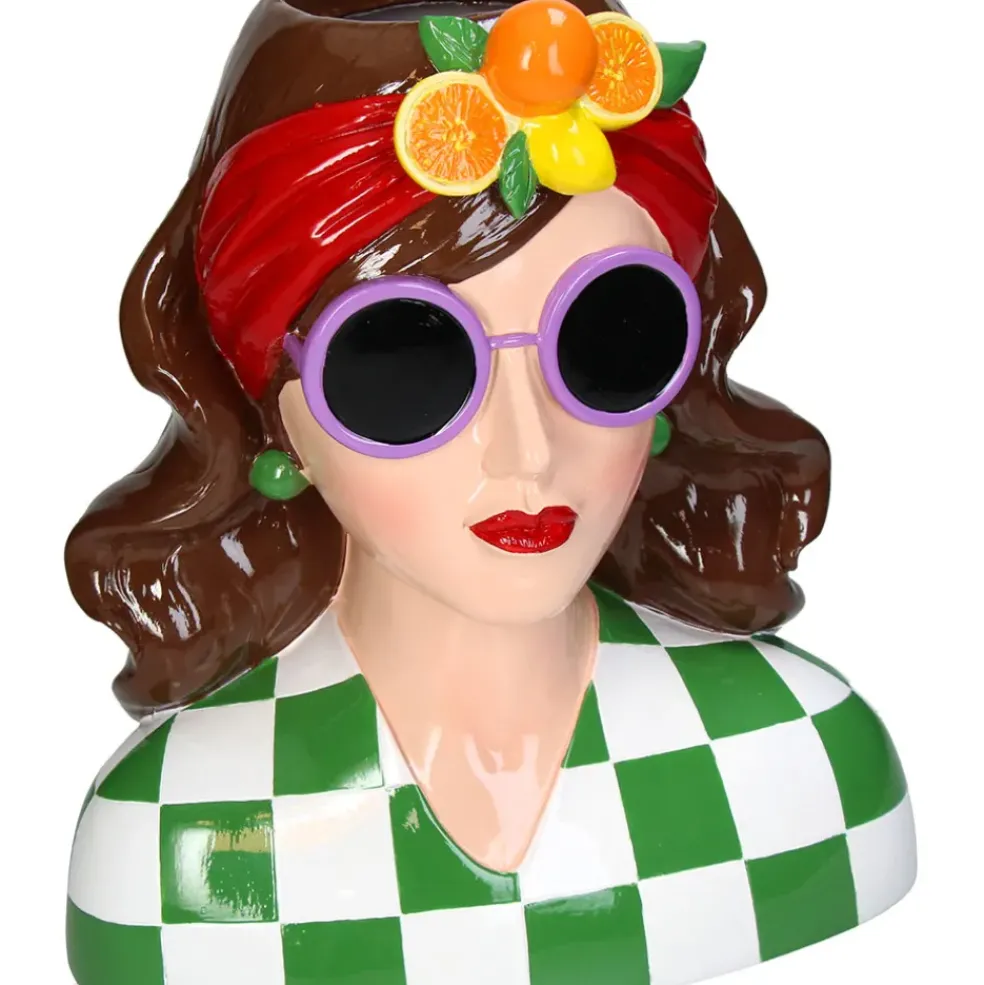 Vase femme châtin multicolore h29cm