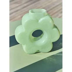Vase fleur en verre vert menthe