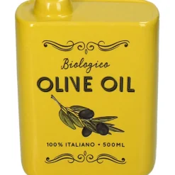 Vase huile d'olive en faïence jaune h17cm