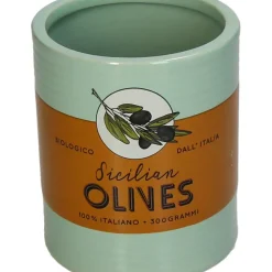 Vase olives en faïence multicolore 11x11x13.3cm