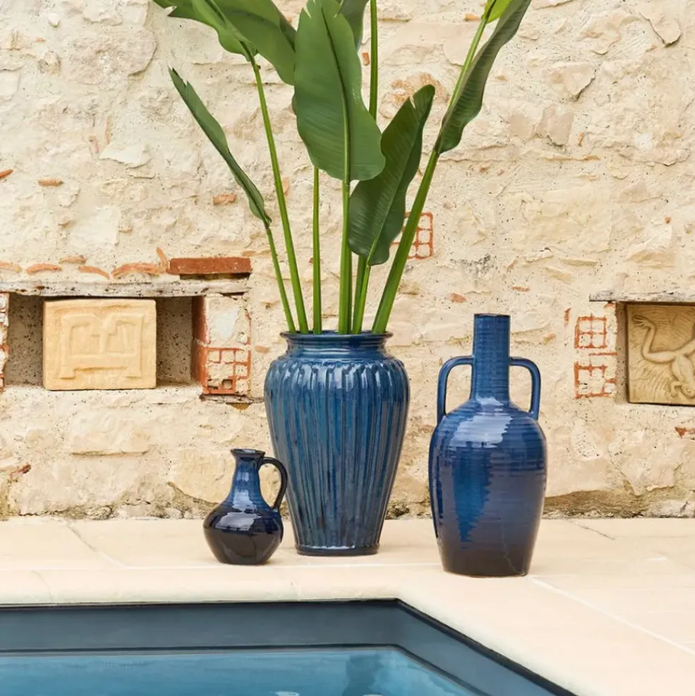 Vase pichet en grès indigo h24cm - Mijas