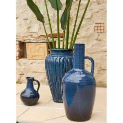 Vase pichet en grès indigo h24cm - Mijas