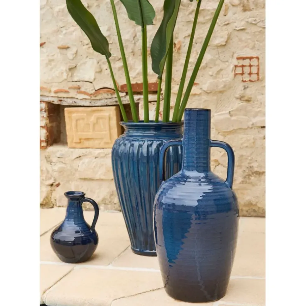 Vase pichet en grès indigo h24cm - Mijas