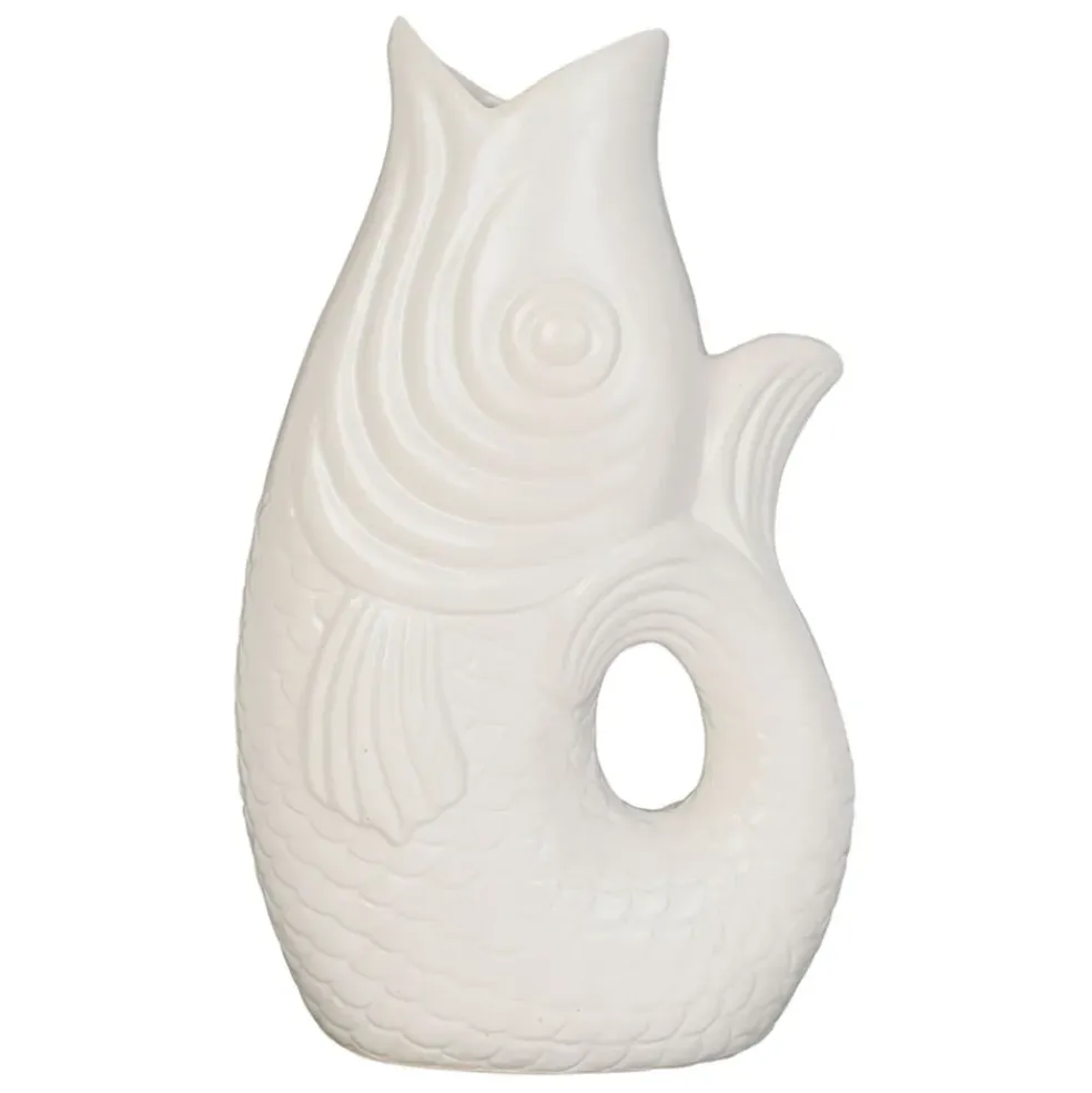 Vase Poisson en gres blanc h39cm