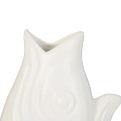 Vase Poisson en gres blanc h39cm