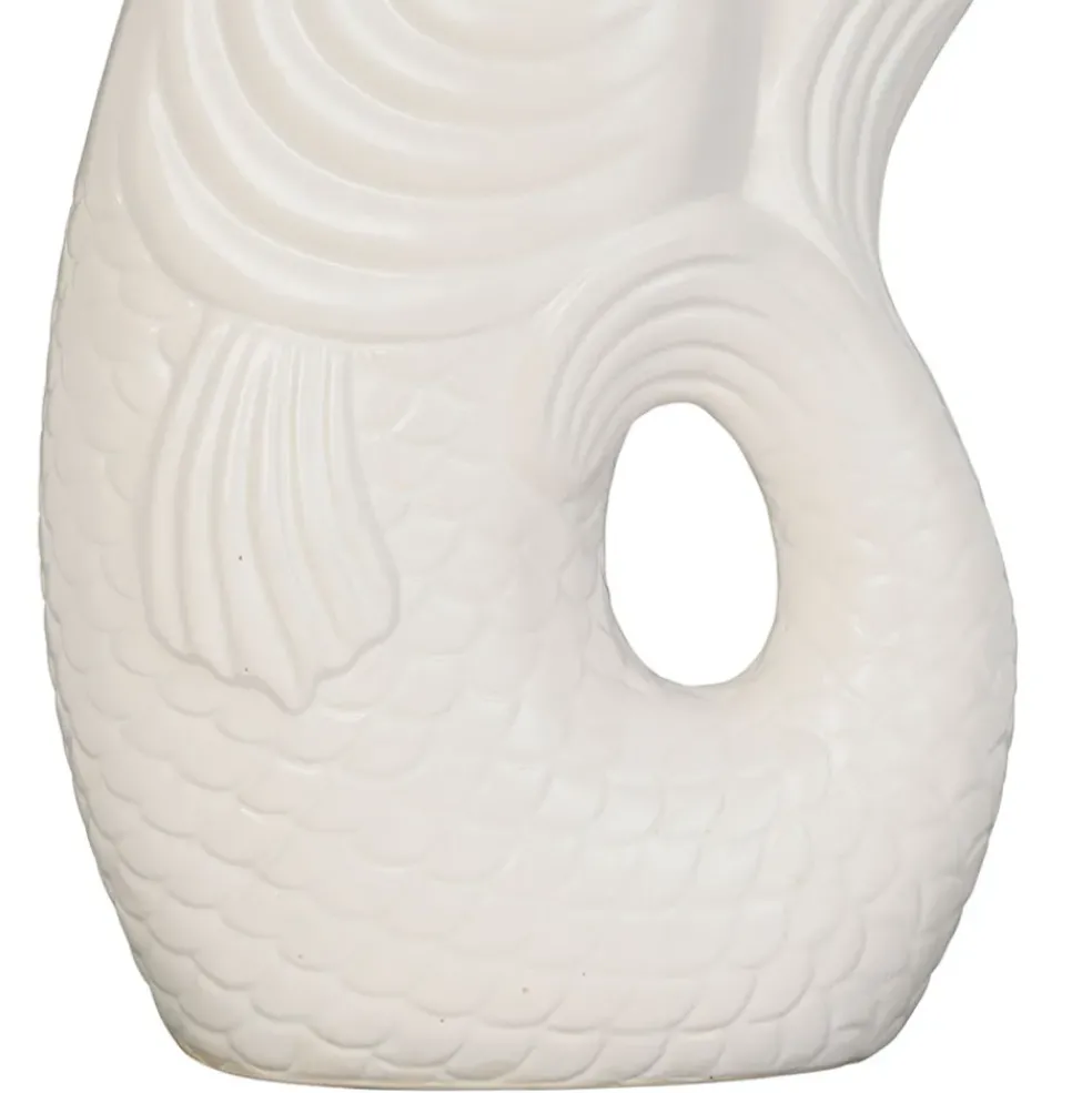 Vase Poisson en gres blanc h39cm