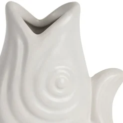 Vase poisson en grès blanc h19.5 cm - Mer