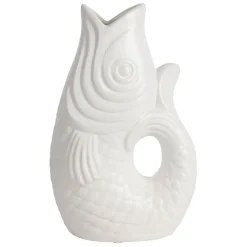 Vase poisson en grès blanc h30.5cm - mer