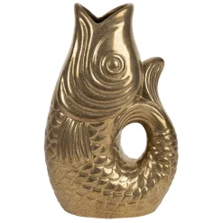 Vase poisson en grès doré h30.5 cm - Mer