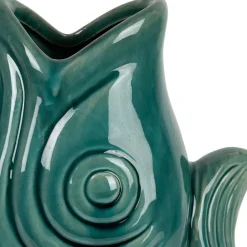 Vase poisson en grès émeraude h30.5cm - mer