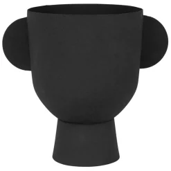 Vase pour fleur séchée en fer noir - terre brulée