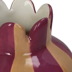 Vase rayures grès violet 10x10x16cm