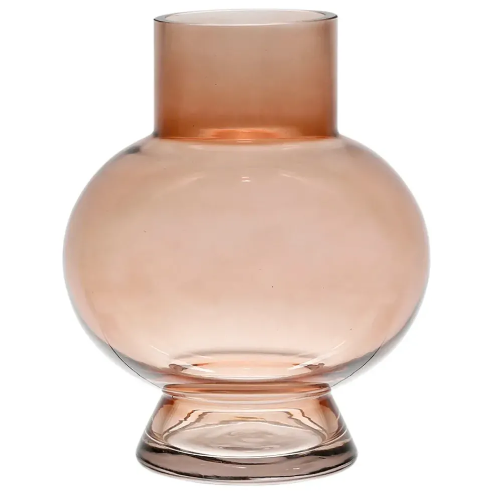 Vase rond brun en verre - madeira