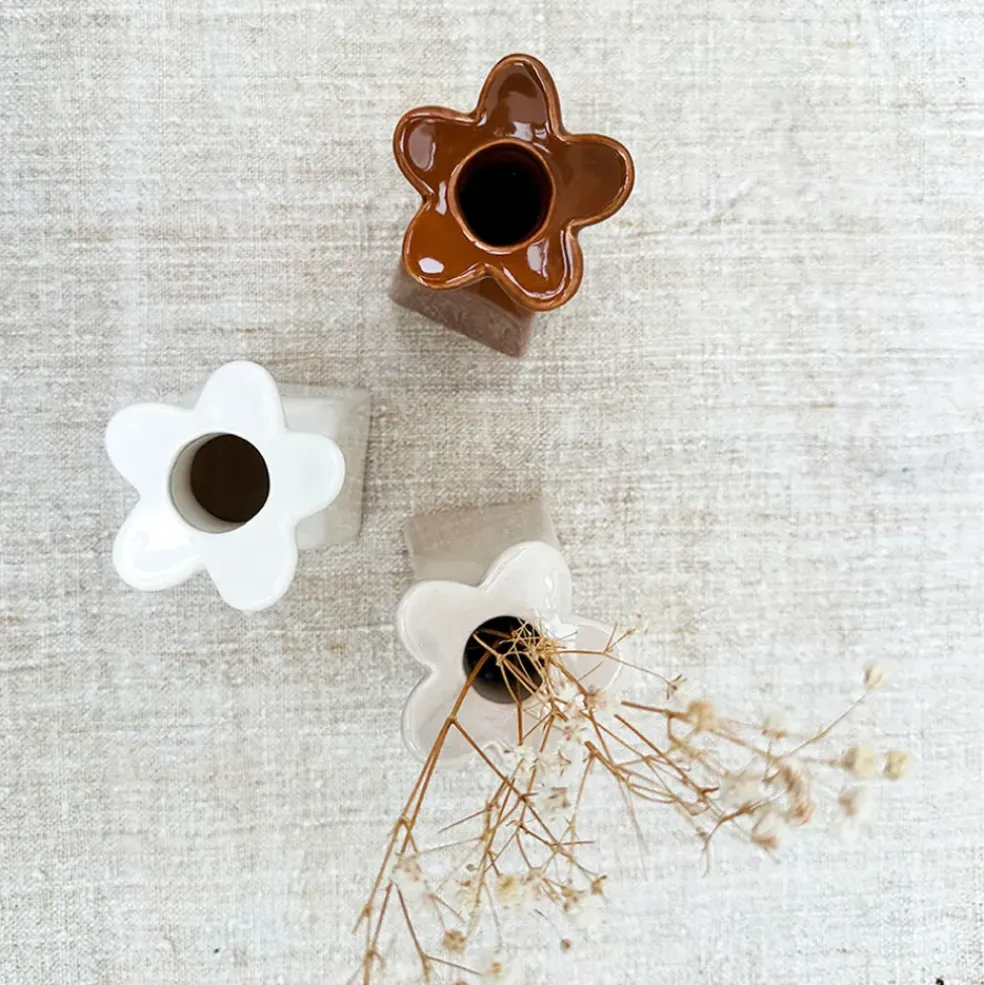 Vase soliflore en faïence sable h11cm
