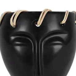 Vase visage en dolomite noir h14cm - Visage-Arty