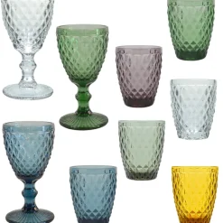 Verre à pied en verre vert 20cl - Diamond