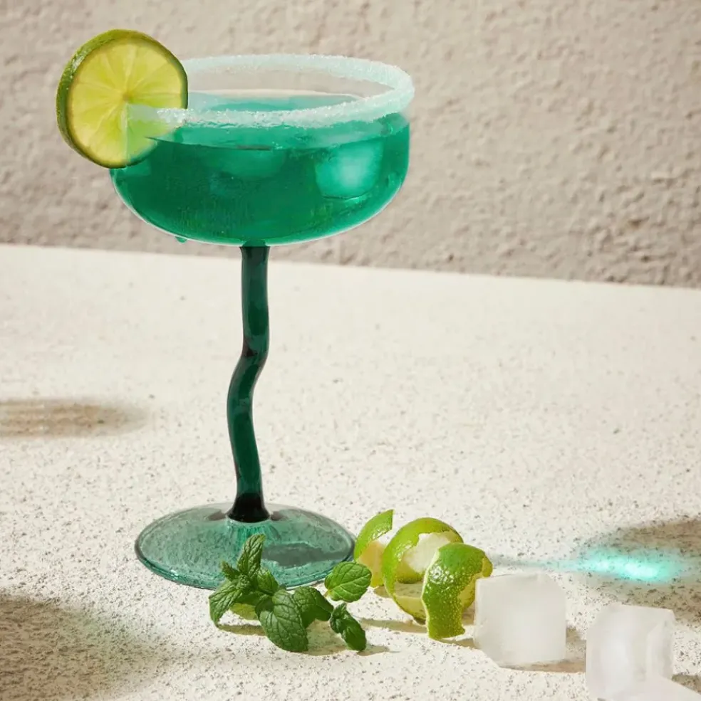 Verre a pied en verre emeraude - Funny