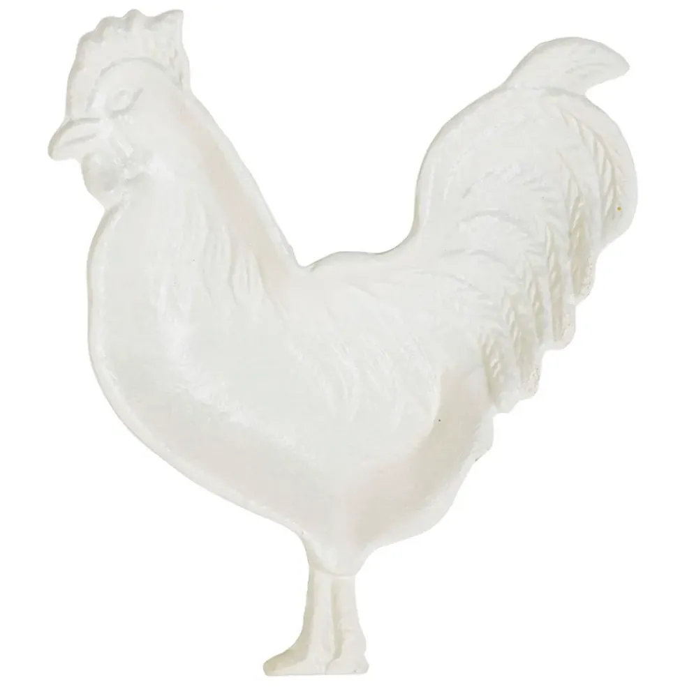 Vide poche coq en fonte blanc cassé - Basse-Cour