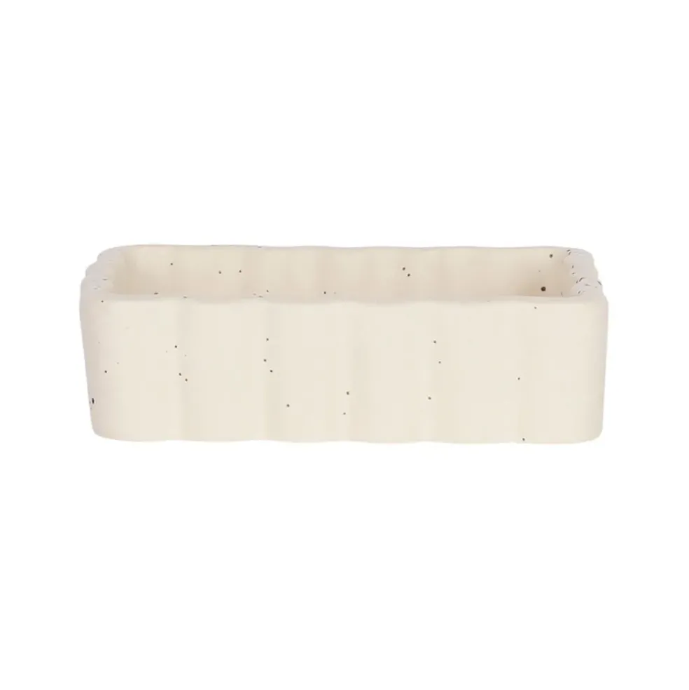 Vide poche rectangle en grès beige 14x9cm - Aurore
