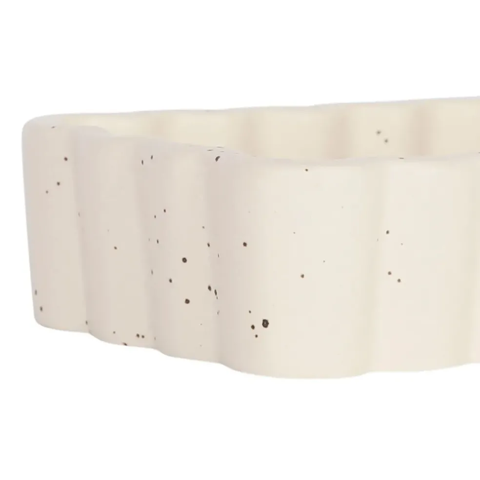 Vide poche rectangle en grès beige 14x9cm - Aurore