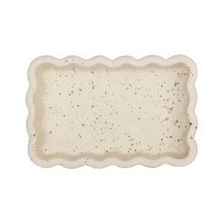 Vide poche rectangle en grès beige 14x9cm - Aurore
