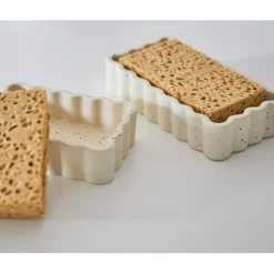 Vide poche rectangle en grès beige 18x10cm - Aurore