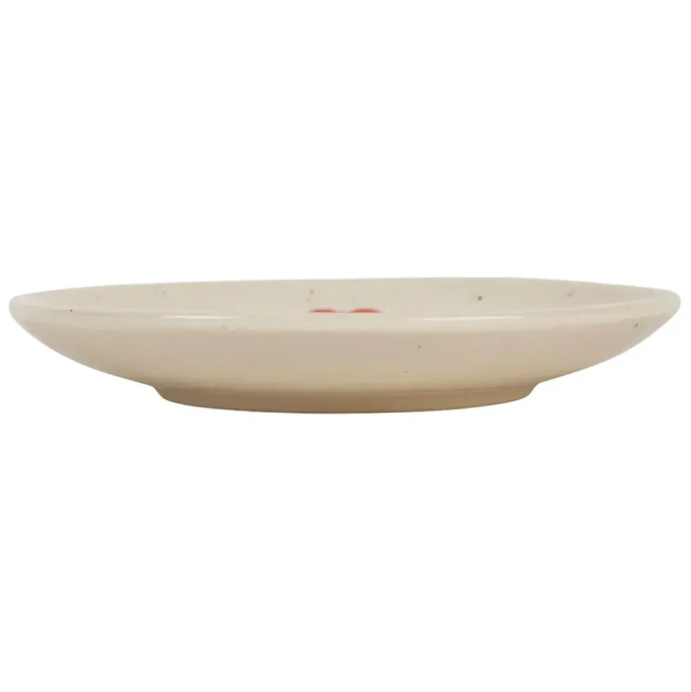 Vide poche rond en grès blanc moucheté d12cm - Famille