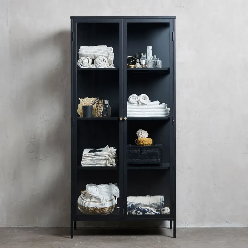 Vitrine en métal 4 étagères h190cm - carmel