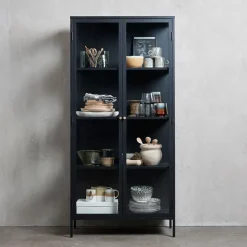 Vitrine en métal 4 étagères h190cm - carmel